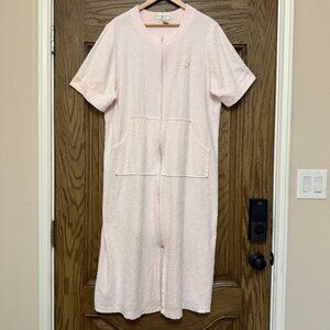 Miss Elaine Robe With Pockets Short Sleeve Full Zip Cottagecore Granny Sz XL